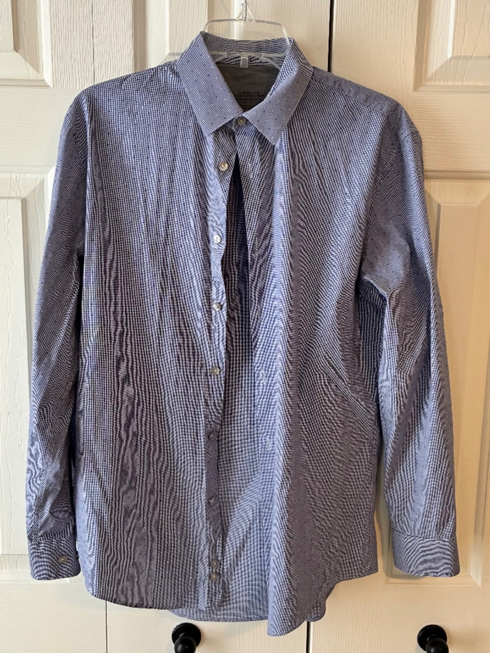 Calvin Klein Slim Fit Dress Shirt - Blue with Blue/White Spots - Men's M